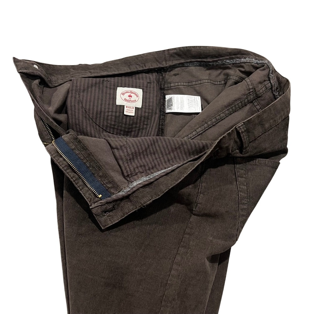 Brooks Brothers Pants Mens 34x34 Brown Corduroy Red Fleece Straight‎ Leg